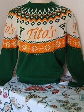 Tito's Green & Orange Holiday Sweater